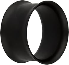 Treuheld® Flesh Tunnel – Black Matt in 9 Sizes: 5-20 mm (Double Flared Tunnel) No Thread – Black Frosted | Piercing Ear Plug – Surgical Steel 316L Stainless Steel – Flesh Tunnel Jewellery