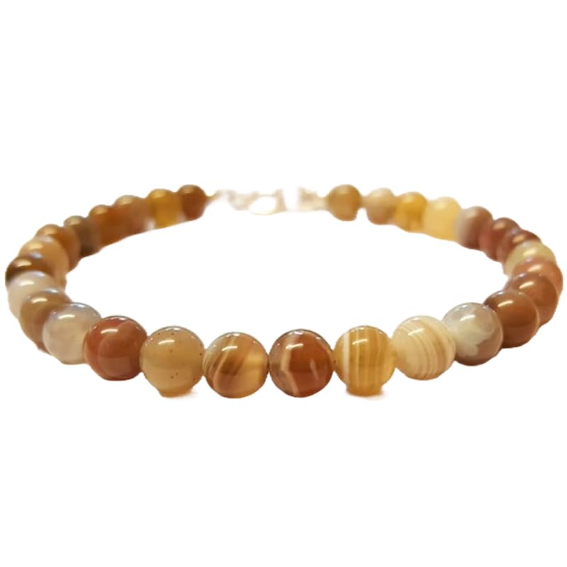 Pulsera de ágata Botswana natural y cierre de plata de ley FIZA