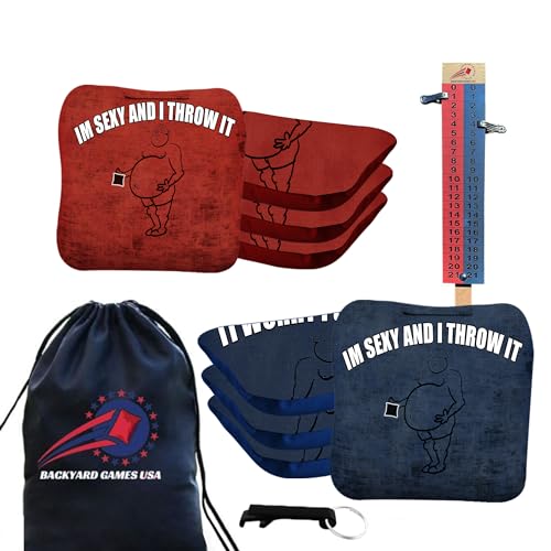 BackYardGamesUSA CornholeGamesUSA Pro Cornhole Bags Sets of 8 Regulation Professional, Tournament Slick n Stick Corn Hole Beans Bags for Cornhole Games