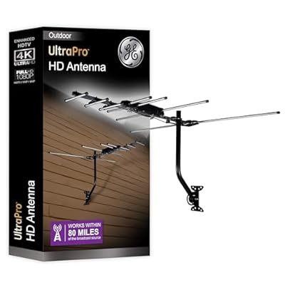 GE Outdoor HD Digital TV Antenna, Long Range OTA HDTV Antenna, Yagi Style Design, Supports 4K 1080P HD Smart TV VHF UHF, J Mount Included for Attic or Outdoor, Weather Resistant, 33685