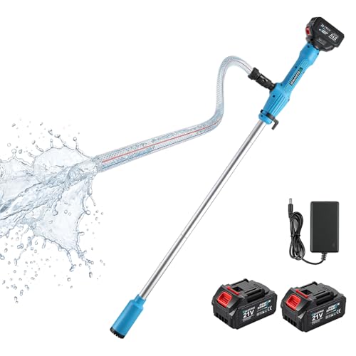 GEARPASS Cordless Stick Transfer Pump for Water/Diesel 2.2 Bottom Inlet 720GPH 24.0Ah Batteries Included 60-Min Runtime 32FT Lift for Garden Pool Pond Basement Rain Barrels Boat RV