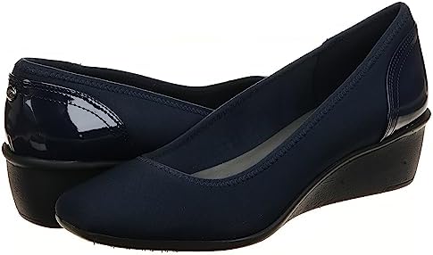 Anne Klein Sport Women's Wisher Fabric Wedge Pump, Navy, 8 US | Image 6