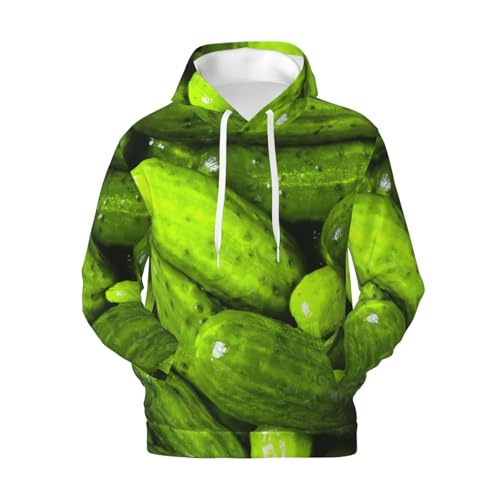 Chguyon Green Pickles Cucumbers MenS Hoodies 3d Funny Realistic Food Print Sweatshirt Pullover Hooded With Pockets