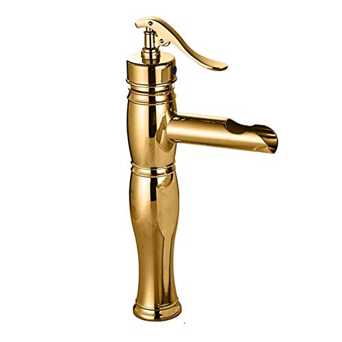 Robinet de lavabo à bassin doré élevé anti-éclaboussure pour vasque haute