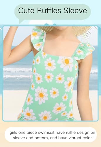 DAXIANG Girls One Piece Ruffle Strap Swimsuit Quick Dry Mermaid Swimwear Beach Sport Bathing Suit for Toddler Kids 4-11 Years3