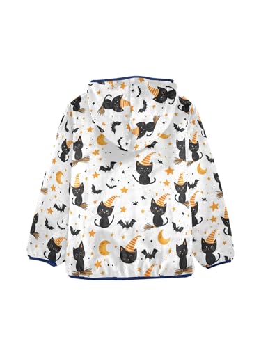 Black Bat Cat Orange Star Girls Fleece Jacket Girls Fall Jacket Boys Coats Zip Up Hoodie Children Outerwear 2-10T2