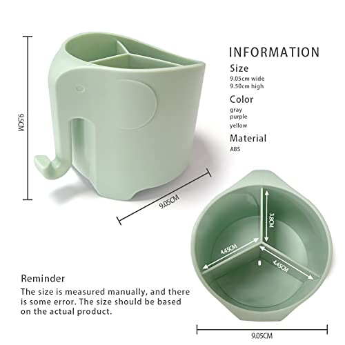 Ryanlemon Elephant Toothbrush Holder For Kids, Suction Cup Electric Toothbrush And Toothpaste Holder For Toddler, Easy Clean 3 Slots With Hanging Towels Or Bath Ball For Bathroom Vanity,Sink(Green) #TOP1