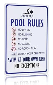 Crazysign 3097 Poolregeln Warnschild 20,3 x 30,5 cm