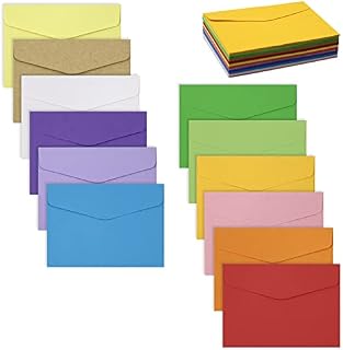 Mini Coloured Envelopes 60 Pcs Small Envelope 12 Assorted Colours for Greeting Cards, Wedding, Birthday 11.5 x 8.2 cm