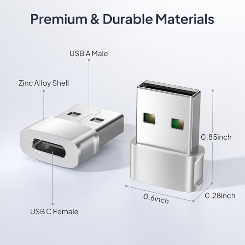 Basesailor iPhone 16 16e 15 Pro Max Car Charger Adapter 3Pack,USB to USB C Converter Type C Female to A Male for Apple iPhone 14 Plus,iWatch 10,Airpods 4,iPad 11 Mini 7 Air 6,Samsung Galaxy S25 A54 - Thumbnail 5