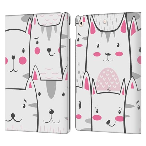 Étui portefeuille Haroulita pour iPad 10.2 en cuir avec motif chat