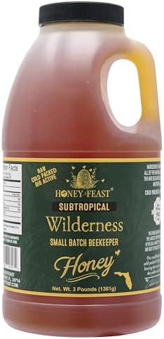 HONEY FEAST 3 Pounds Subtropical Wilderness Honey - Embrace this Raw and Unfiltered Small Batch Beekeeper Treasure