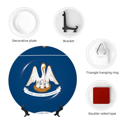 Platos decorativos de la bandera del estado de Luisiana de 10 pulgadas POEZJZW 5