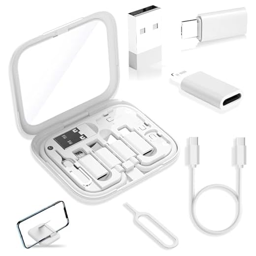 Data Cable Set 60W Fast Charging, 5-in-1 USB-C to USB-C, with Storage Case and Phone Stand, Suitable for iPhone USB-C (White)