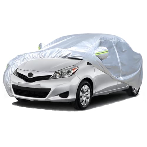 Favoto Abdeckplane Autoplane Winter Wasserdicht - Kratzfest Windfesten Atmungsaktiv Staubdicht Autoplane Kompatibel mit Toyota Yaris(1999-2024) Silber