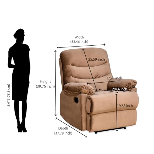 Image of Nilkamal Skelton Wood 1 Seater Upholstered Recliner with Pocket Spring (Color - Brown; Delivery Condition - Knock Down)