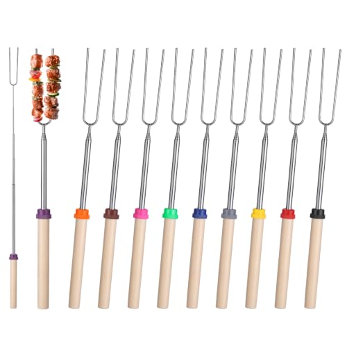10 Marshmallow Toasting Forks, Marshmallow Sticks for Fire Pit, 31-81cm