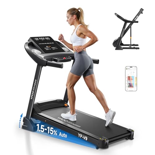 Image of YPOO Treadmills for Home Use, Walking Pad Treadmill with Incline, Auto Foldable Treadmills for Home, 8.0 MPH Running Treadmill with Bluetooth Enabled, 300 lbs User Capacity