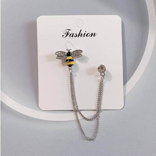 Image of women's chain brooch tassel chain rhinestone zircon brooch is suitable for women's metal chain clothing accessories, jewelry, gifts, and various holiday accessories