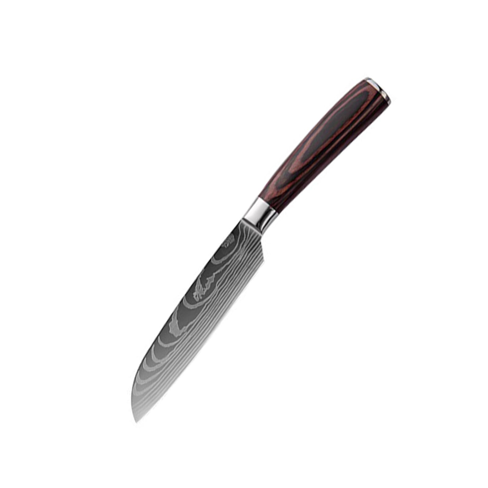 Mozziibazy 5 Inch Utility Knife, High Carbon Stainless Steel Paring Knife, Multipurpose Kitchen Chef Knife Wooden Handle for Fruit Vegetable Cutting