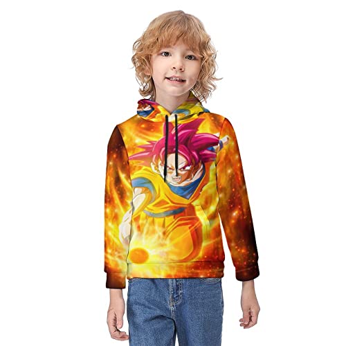 SEMAZA Dragon Ball Kinder Kapuzenpullover 3D Zeichentrickfiguren Charaktere Sweatshirt Kinder Jungen Mädchen Sweatshirts Lässiges Sweatshirt Sweatshirt mit Kängurutasche Hoodies 6-7 Jahre Cover