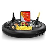 SHUOXI Aufblasbarer Getränkehalter Schwimmender 2in1-Getränke und Snackhalter 8 Löcher Große Kapazität Schwimmende Coasters Für Pool Party Wasser-Spaß Strand Spielzeug 70 x 50 cm-Schwarz