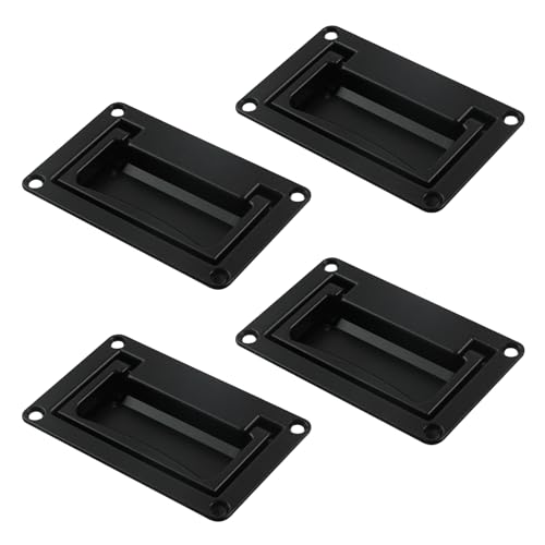 Tsnamay 4Pcs Black Recessed Pull Zinc Alloy Flush Lift Recessed Door Handle
