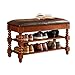 Zapateros Armario Zapatero, estilo europeo piel genuina Gire la tapa Banco de zapatos de madera maciza, Zapatero de almacenamiento Taburete de sofá, Bandeja de almacenamiento ,Marrón,60*35*48cm