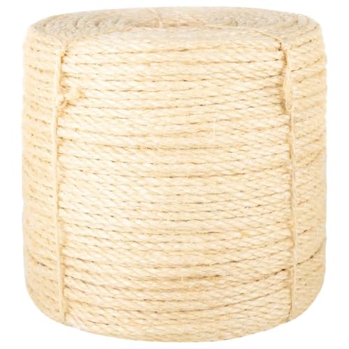 'vidaXL 25-meter Natural Sisal Rope 6mm - All-Weather Durability, Ideal for Gardening, Crafts, House Decor, Pet Toys, and Wedding Decorations