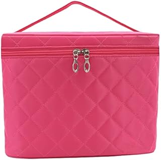 Large Make Up Bag,Portable Cosmetic Bag with Handle Zipper Waterproof Make Up Organizer Bag Travel Toiletry Bag for Women Girls (Red)