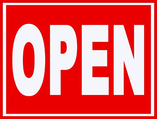 Open Flexible Magnetic Sign 7.5 x 10.75 in. White on Red Background. Weather Resistant.