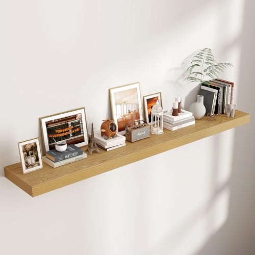 72 Inch Floating Shelves for Wall 12D Wood Storage Shelves Oak Finish