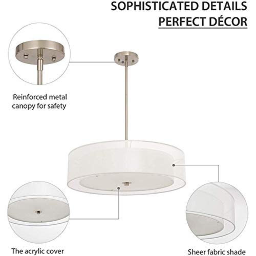 Lustre E26 double tambour en nickel brossé pour un éclairage élégant - 4