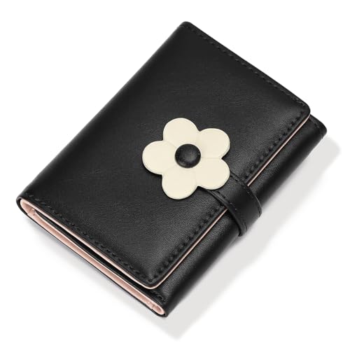 Wallet Women Small Compact Trifold Leather RFID Blocking Card Holder Ladies Mini Purse with ID Window
