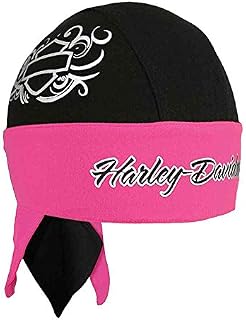 Harley-Davidson Women's Reflective Bar & Shield Headwrap, Black & Pink HW114491