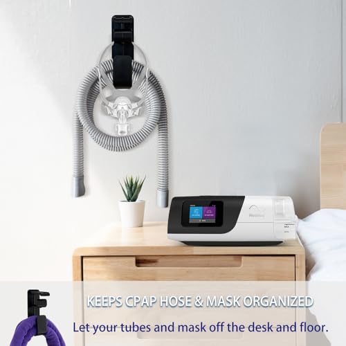 Image of 6.4ft CPAP Hose Cover + CPAP Hose Holder Hanger for Resmed AirSense 10 & 11 Tubing, CPAP Tube Cover to Reduce Condensation & Noise While Sleep, CPAP Tubing Hook for Bed to Avoid Hoses Tangle