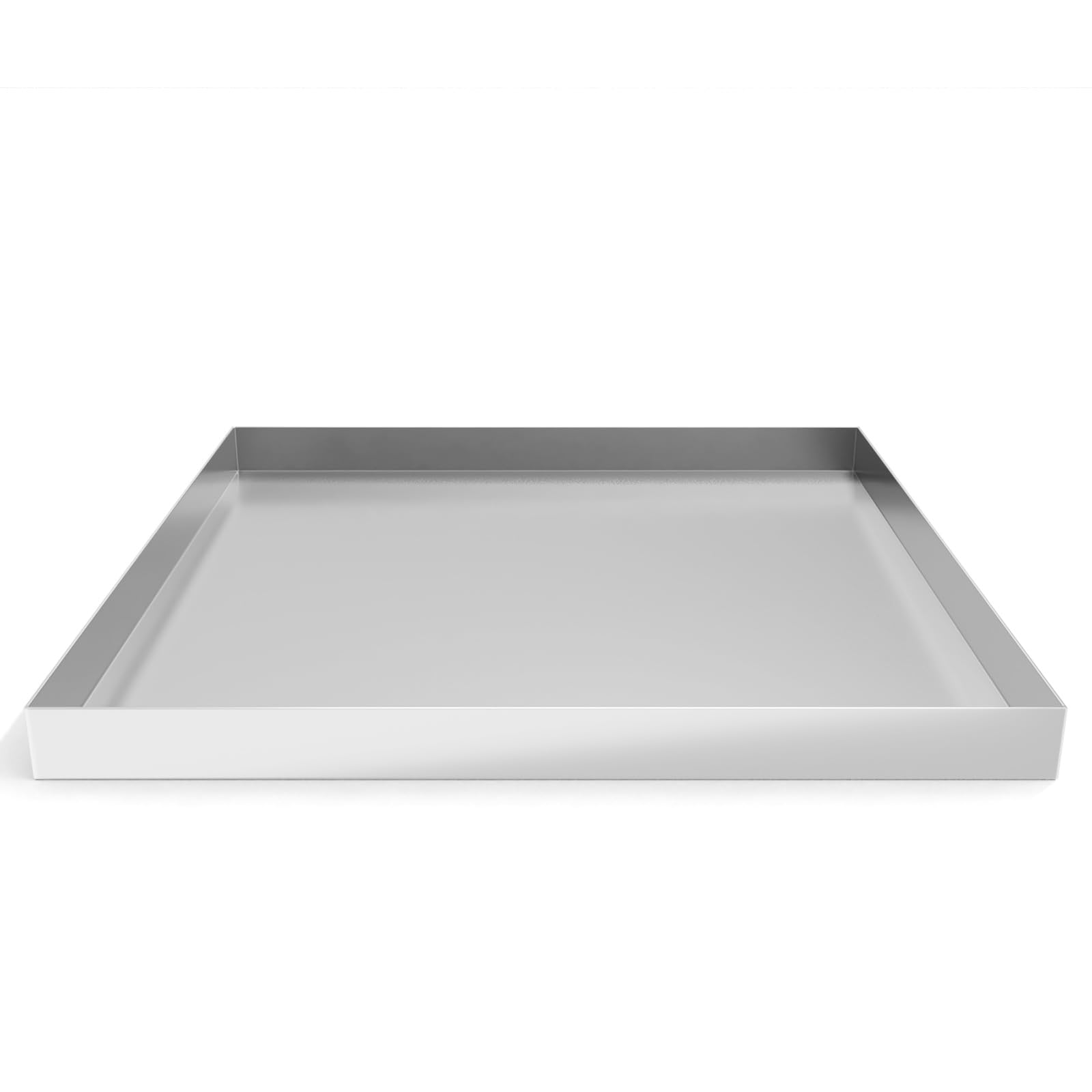 32 x 32 x 2.5 Inch 304 Stainless Steel Washing Machine Drain Pan, Heavy Duty Steel Compact Washer Drip Tray, Washing Machine Tray No Leak Protecting The Floor (No Hole)