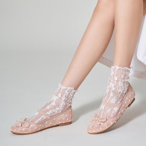 Trary Flats for Women Closed Round Toe Ballet Flats Mary Jane Shoes Women with Elastic Strap Cute Bowknot Comfortable Dress Shoes for All-Year Daily Work Casual Wear2