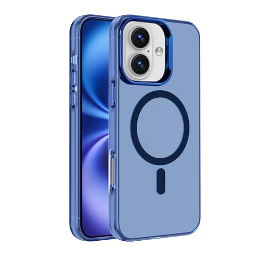 Coque bleu iPhone 16 Plus transparente fine antichoc et magnétique Magsafe