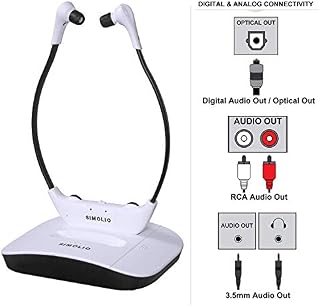 SIMOLIO Digital Wireless Headsets for TV with Spare Battery,Wireless TV Headphone for Hard