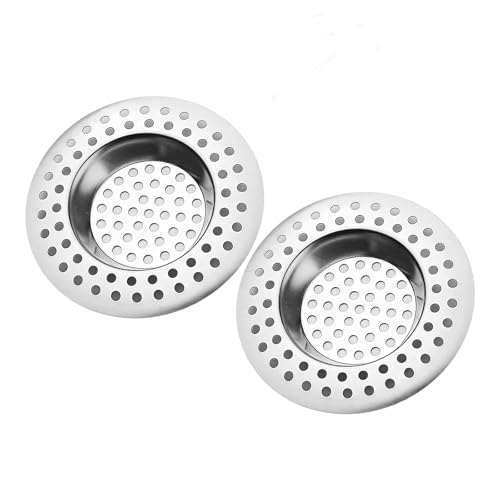 2 Pcs Stainless Steel Sink Strainer, Standard Strainer Drain Protector, Hair and Food Catcher Plug for Kitchen, Bathroom, Shower, 7.7cm External, 4.5cm Inner