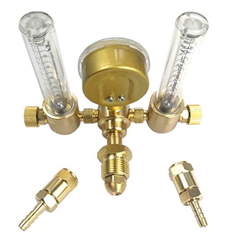 Dual Output Argon Regulator Flow Meter Mig Tig 0-60Cfh Cga580 Inlet 5/"8 Unf-18Rh Outlet #TOP1
