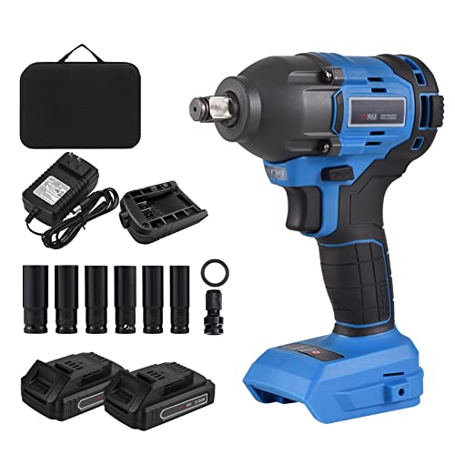 fengny Chave de impacto sem escova sem fio de 20V com mandril de 1/2in Velocidade variável 350N.m To