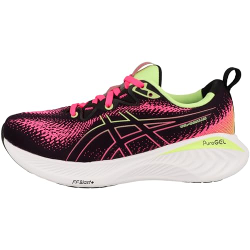 ASICS Tênis de corrida feminino Gel-Cumulus 25, Preto, rosa choque, 35