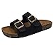 ANNA Womens Light Weight Cork Platform Double Buckles Slide Sandal