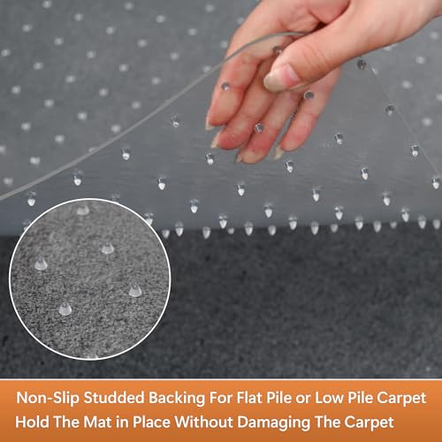 HOMEK Large Chair Mat for Carpet, Easy Glide Plastic Carpet Floor Protector Mat for Office Chairs for Work & Home (36" x 48", for Carpeted Floors)