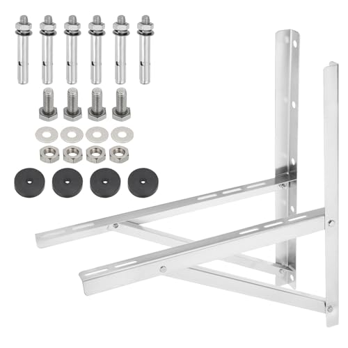 PATIKIL 9000-36000BTU Wall Mounting Bracket for Mini Split Air Conditioner, 1Set Foldable Stainless Steel Stand Support Condenser Up to 660lbs for Hanging