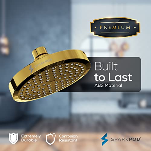 Sparkpod Rain Shower Head With Shower Arm Extension - High Pressure Rain - Luxury Modern Look - No Hassle Tool-Less 1-Min Installation (11" Shower Arm Extension, Egyptian Gold) #TOP7