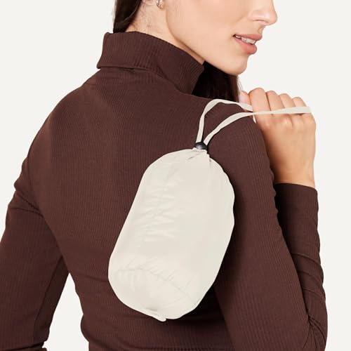Amazon Essentials Women's Lightweight Long-Sleeve Water-Resistant Packable Puffer Jacket (Available in Plus Size), Stone, Medium by Amazon Essentials - Used condition - Image 2