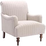 Comfort Pointe Seville Sea Oat Beige with Charcoal Stripe Polyester Fabric Arm Chair